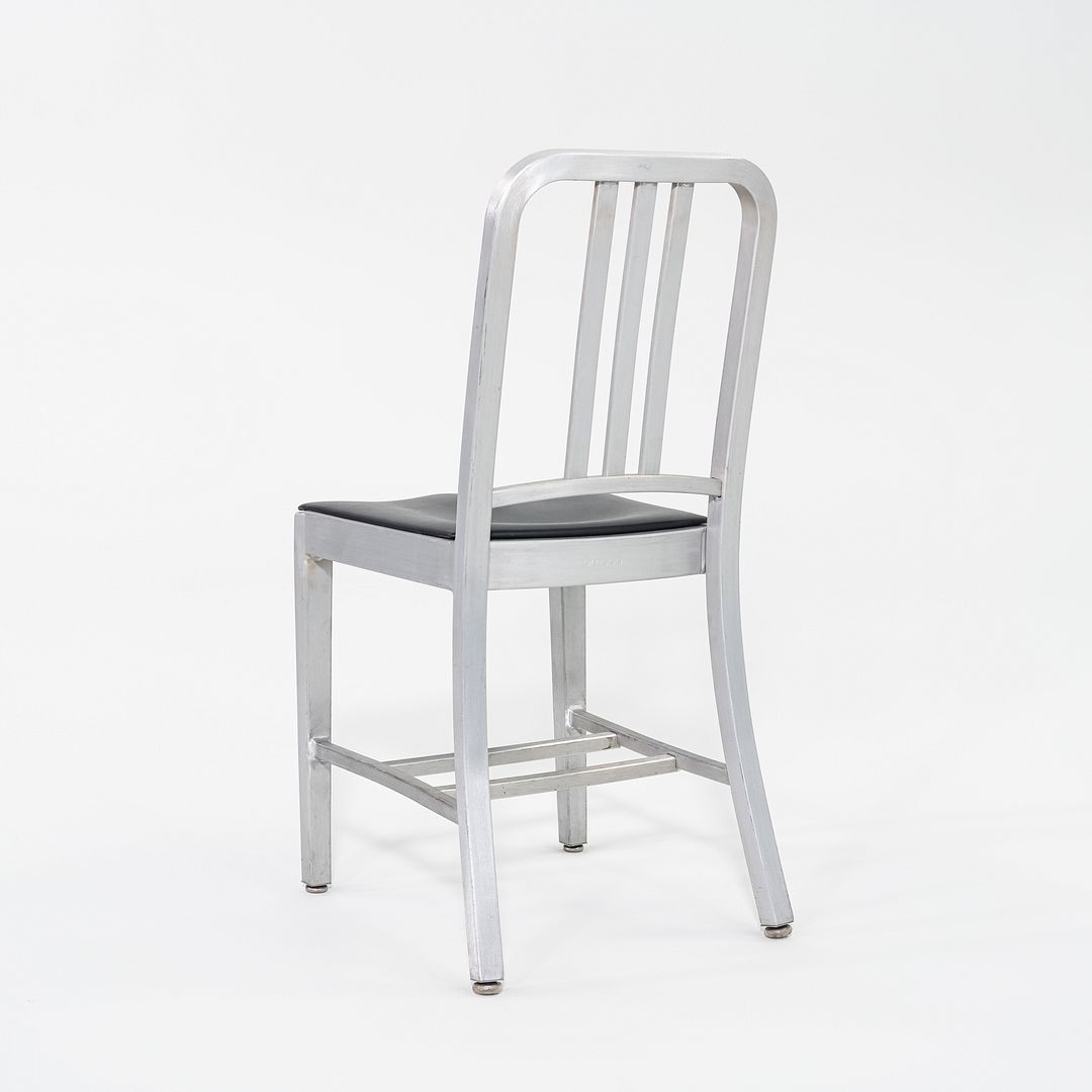 2010s Emeco 1006 Navy Dining Chair Aluminum with Black Seat Pad 35x Available