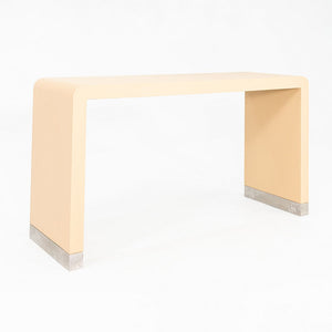 1990s Karl Springer Style Grass Cloth Waterfall Console Table in Stainless Steel