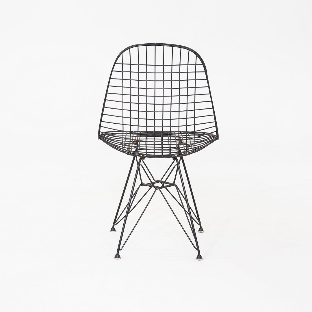C. 1956 Pair of Herman Miller Eames DKR Wire Dining Chairs with Eiffel Bases