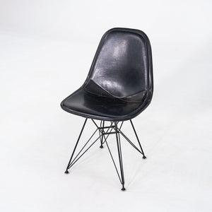 C. 1954 Herman Miller Eames DKR-1 Wire Dining Side Chair with Black Naugahyde