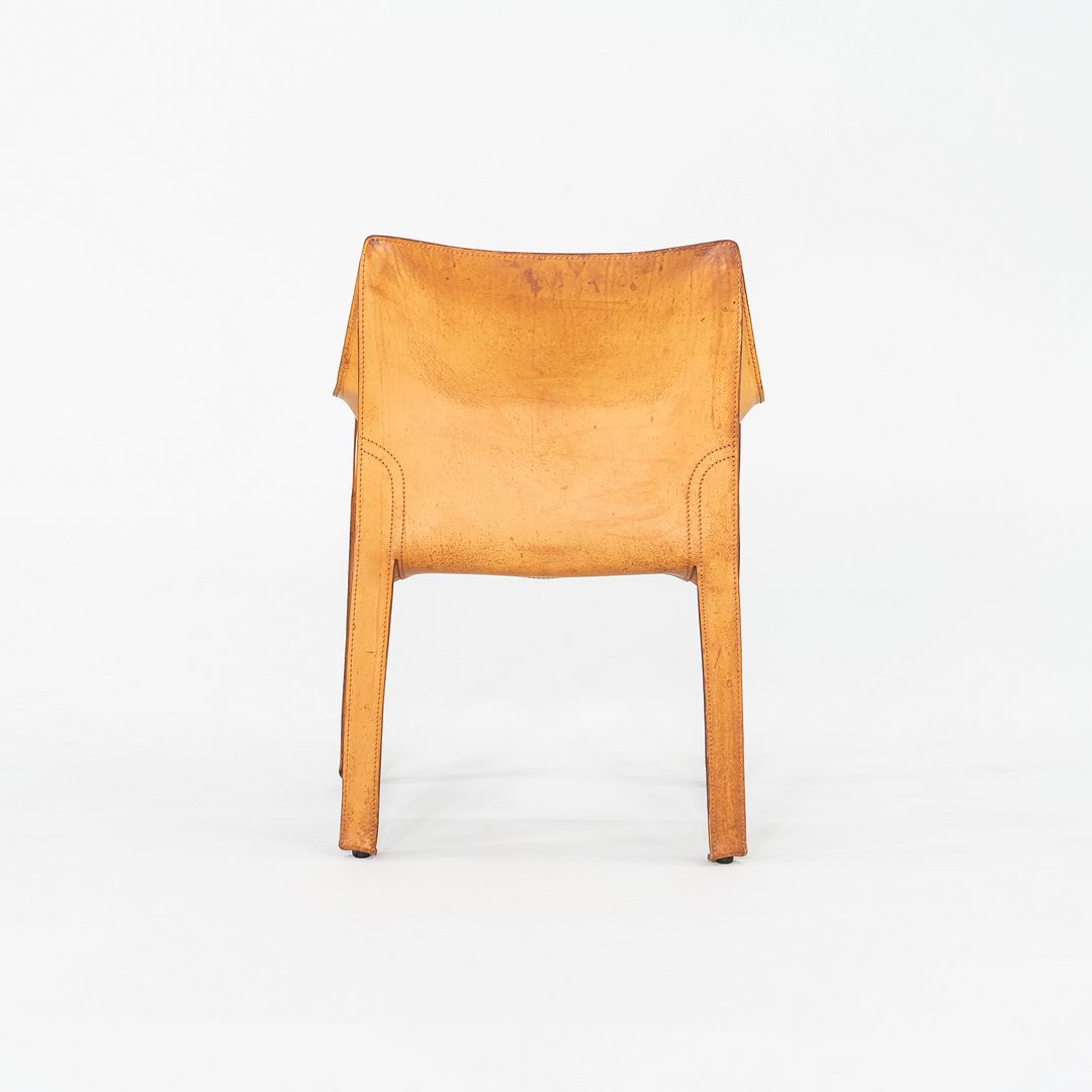 1990s Mario Bellini for Cassina Cab Arm / Dining Chair Steel w/ Cognac Leather