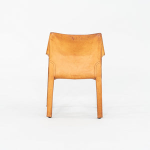 1990s Mario Bellini for Cassina Cab Arm / Dining Chair Steel w/ Cognac Leather