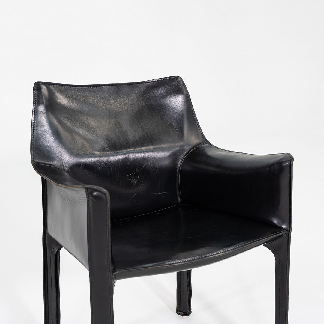 1990s Pair of Mario Bellini Cab 413 Leather Armchair for Cassina Black Leather
