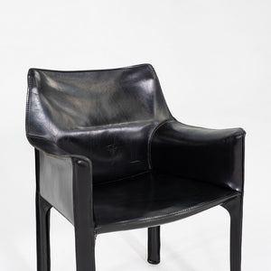 1990s Pair of Mario Bellini Cab 413 Leather Armchair for Cassina Black Leather