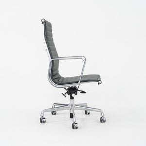 2010s Herman Miller Eames Aluminum Group Executive Desk Chair Dark Green Leather