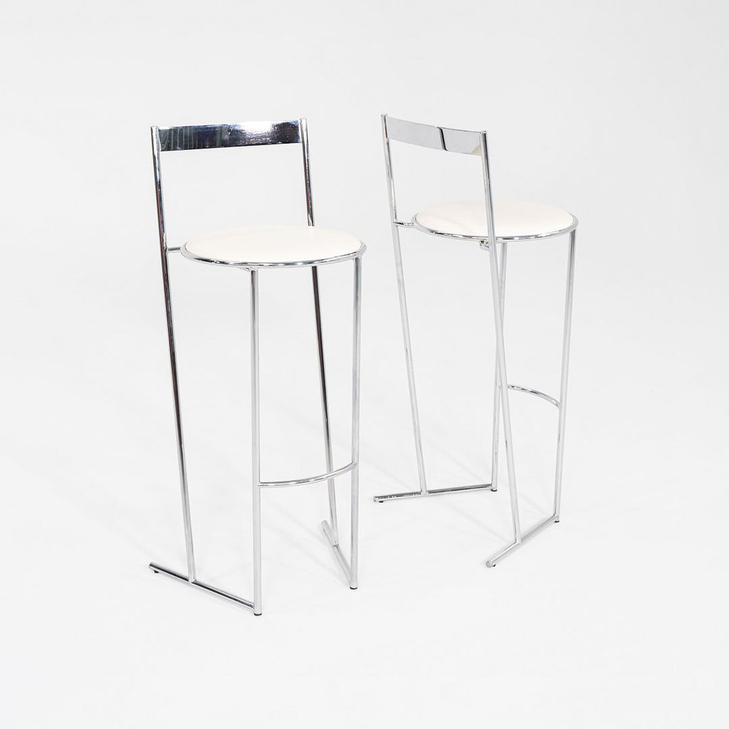 1980s Pair of Postmodern Musme Bar Stools by Emilio Nanni for Fly Line, Italy