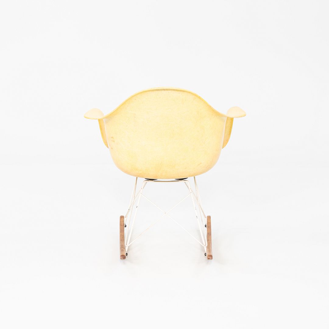 1953 Herman Miller Eames RAR Rocking Chair Yellow Fiberglass Shell & White Base