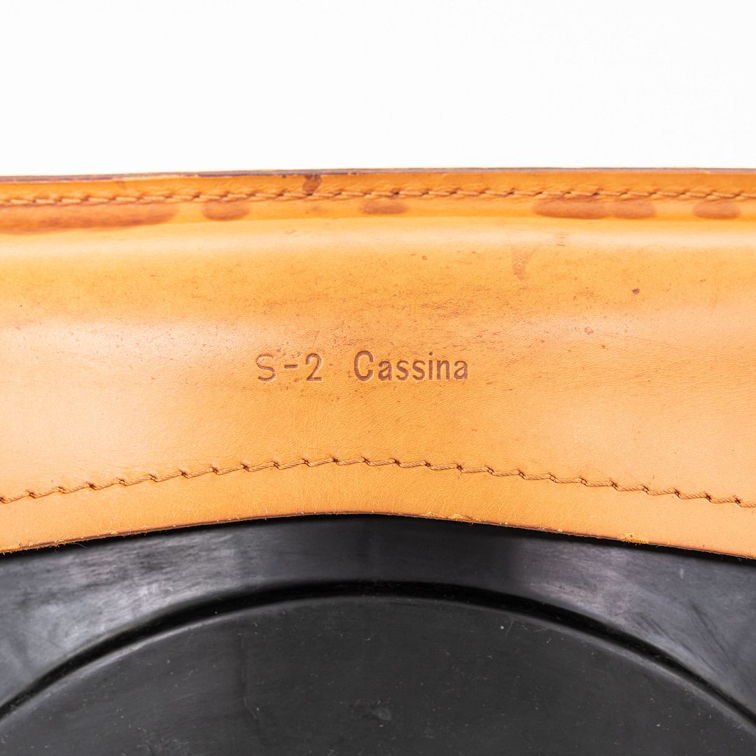 1990s Mario Bellini for Cassina Cab Arm / Dining Chair Steel w/ Cognac Leather
