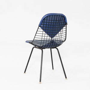 C. 1957 Herman Miller Eames Wire DKX-1 in Black Steel with Bikini Pad in Blue