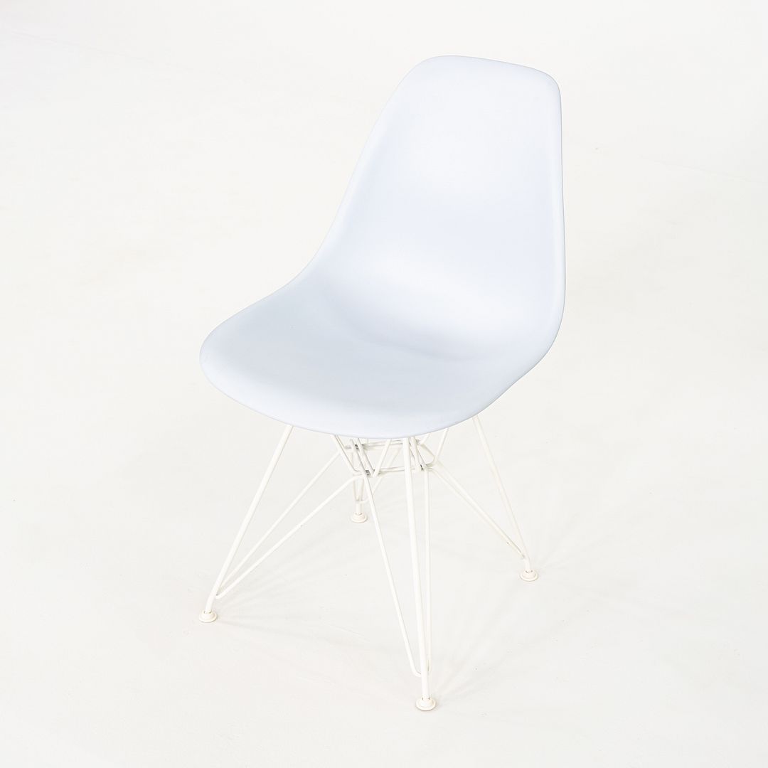 2019 Pair Herman Miller Eames DSR Dining Chairs in Blue Plastic with Eiffel Base