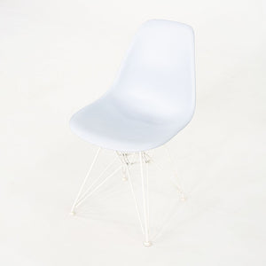 2019 Pair Herman Miller Eames DSR Dining Chairs in Blue Plastic with Eiffel Base