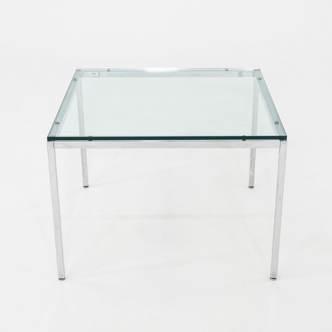 1990s Florence Knoll Side / End Table Steel Base with Glass Top 30x30x21 Inches