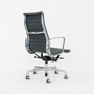 2010s Herman Miller Eames Aluminum Group Executive Desk Chair Dark Green Leather