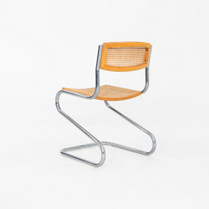 C. 1977 Italian Cantilever Side Chair in Chromed Steel with Caned Seat and Back