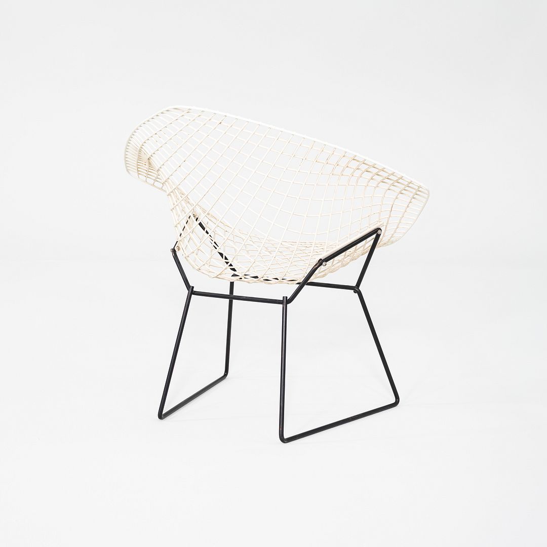1960s Harry Bertoia Knoll Diamond Lounge Chair Black/White Powder Coated Steel