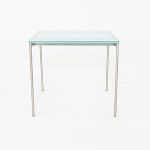 2000s Cappellini Square Side Table with Brushed Steel Frame and Blue Glass Top