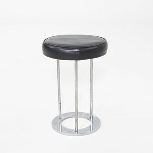 1970s Paul Mayen for Habitat Occasional Stool in Chrome and Black Vinyl 18"