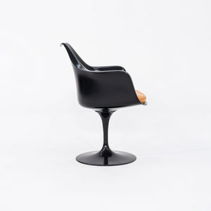 2000s Eero Saarinen for Knoll Tulip Dining Arm Chair in Black w/ Orange Cushion