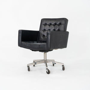 1971 Vincent Cafiero for Knoll Black Leather Rolling Desk Chair 4x Available