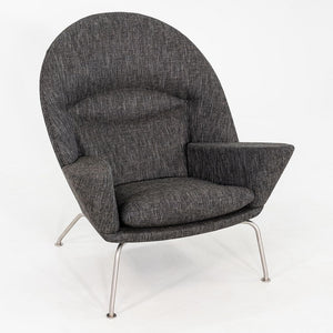 2022 CH468 Oculus Lounge Chair and Ottoman by Hans Wegner for Carl Hansen Grey Fabric 3x Available