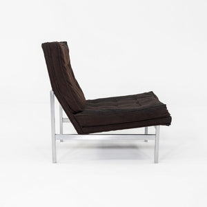 1960s Florence Knoll Armless Slipper Lounge Chair Upholstered in Black Fabric