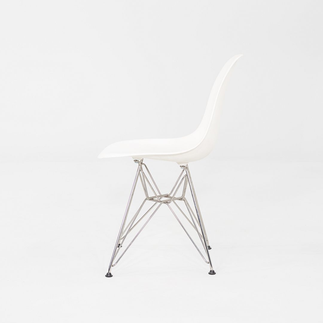 2015 Set of Six Eames DSR Plastic Shell Chairs in White with Steel Eiffel Base