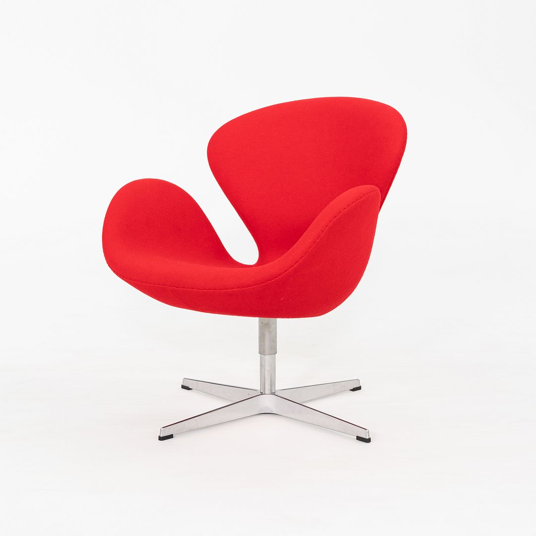 2008 Arne Jacobsen for Fritz Hansen Swan Lounge Chair in Red Fabric 3x Available
