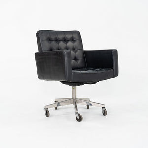 1971 Vincent Cafiero for Knoll Black Leather Rolling Desk Chair 4x Available