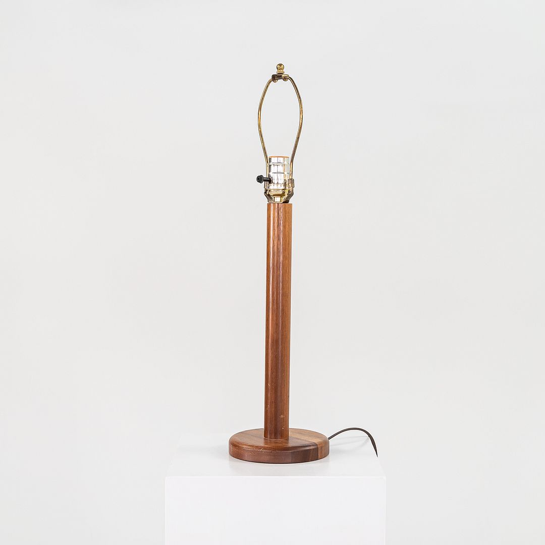 1970s Pair of Scandinavian Teak Table / Desk Lamps with White Fabric Shades