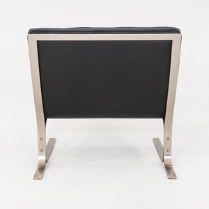 1960s Nicos Zographos CH28 Ribbon Chair in New Black Leather & Stainless Steel