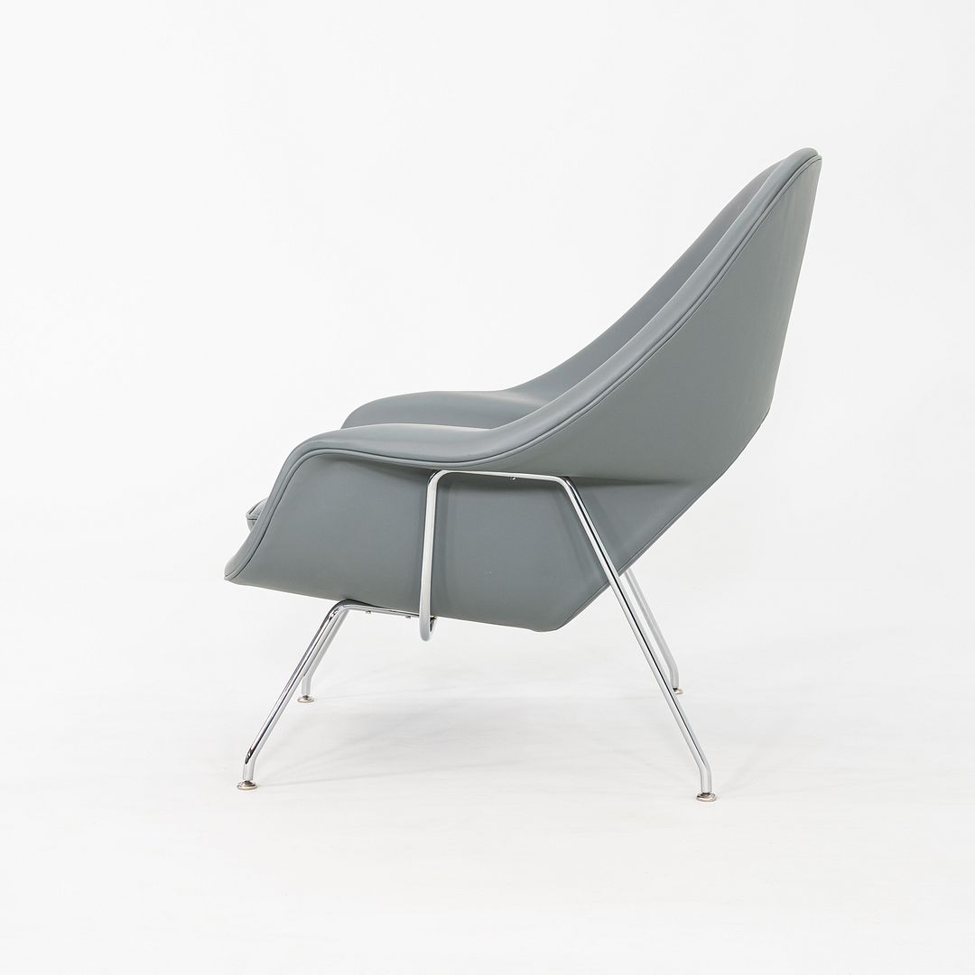 2010s Eero Saarinen for Knoll Medium Womb Lounge Chair in Grey Leather 3x Avail