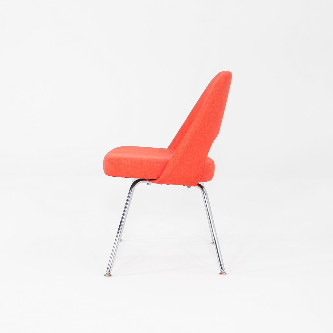 2015 Pair of Eero Saarinen for Knoll Armless Executive Dining Chair Red / Orange