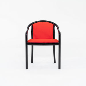 1980s Lacquered Wood Dining Arm Chair with Red Upholstery by Tonon in Italy