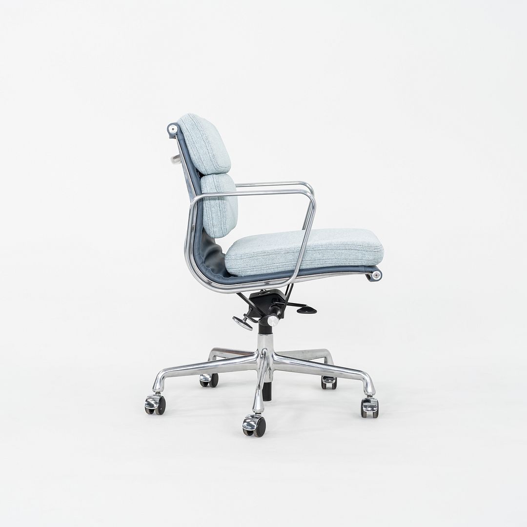 2010s Herman Miller Eames Soft Pad Management Desk Chair Blue Fabric & Leather