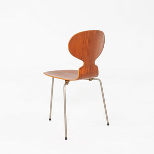 1960s Set of Four Arne Jacobsen for Fritz Hansen Ant Chairs Teak w/ Steel Legs