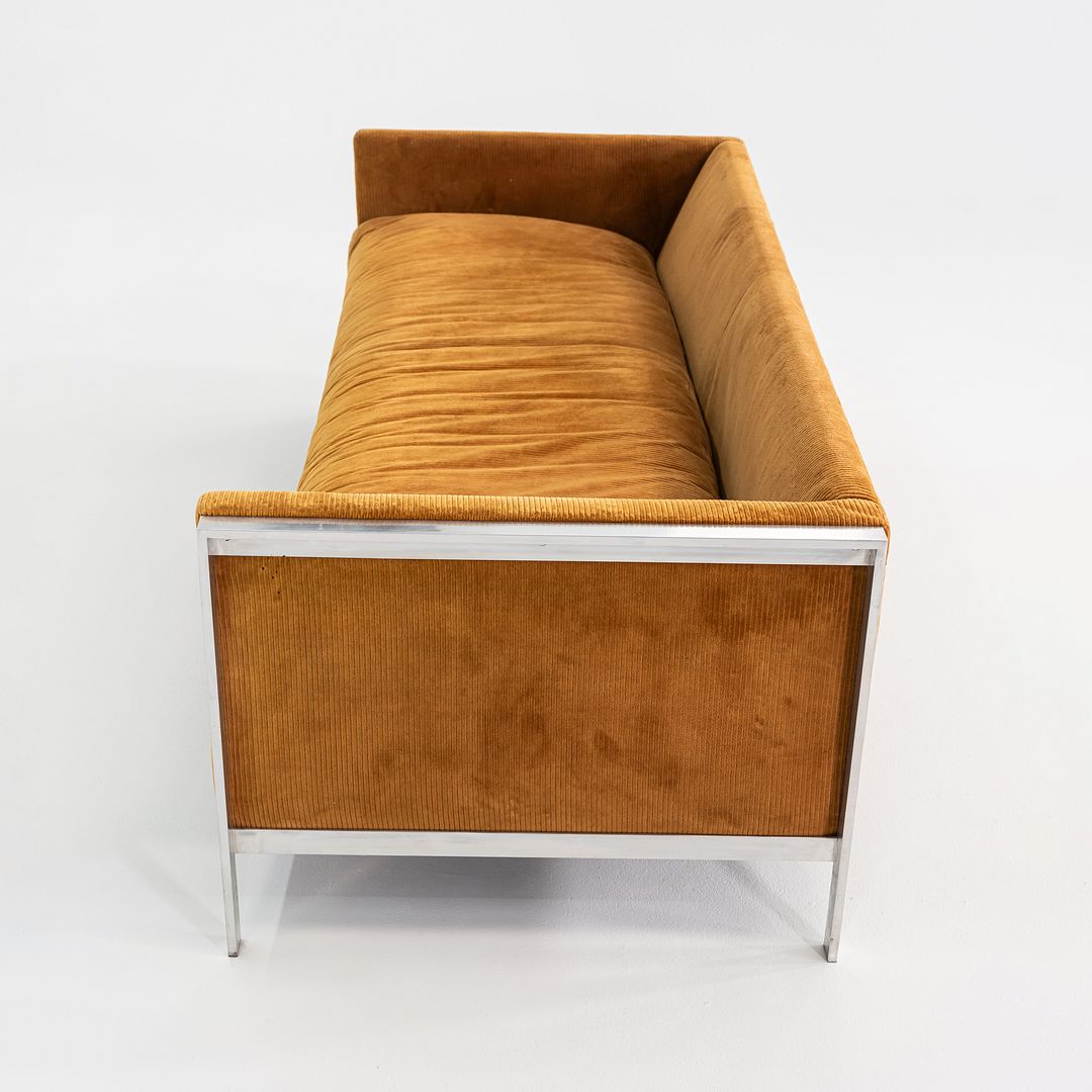 1972 Tomlinson Furniture Sofa w/ Chromed Steel Frame & Ochre Corduroy Upholstery