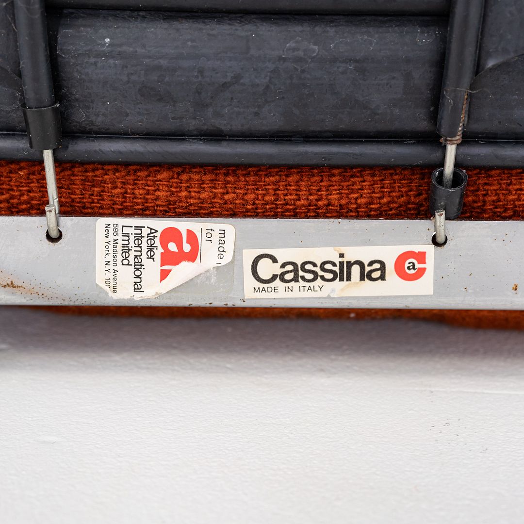1970s Pair of Le Corbusier Jeanneret Perriand LC2 Petite Lounge Chairs in Orange Fabric for Cassina