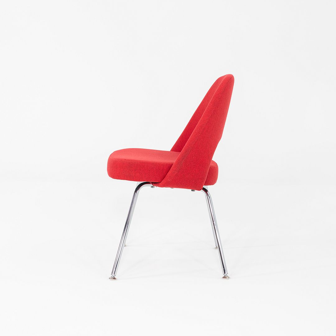 2019 Eero Saarinen for Knoll Armless Executive Dining Chair Red Fabric 4x Avail