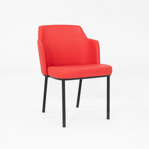 2015 Pair of Formway for Knoll Remix Dining Arm Chairs w/ Red Fabric Upholstery