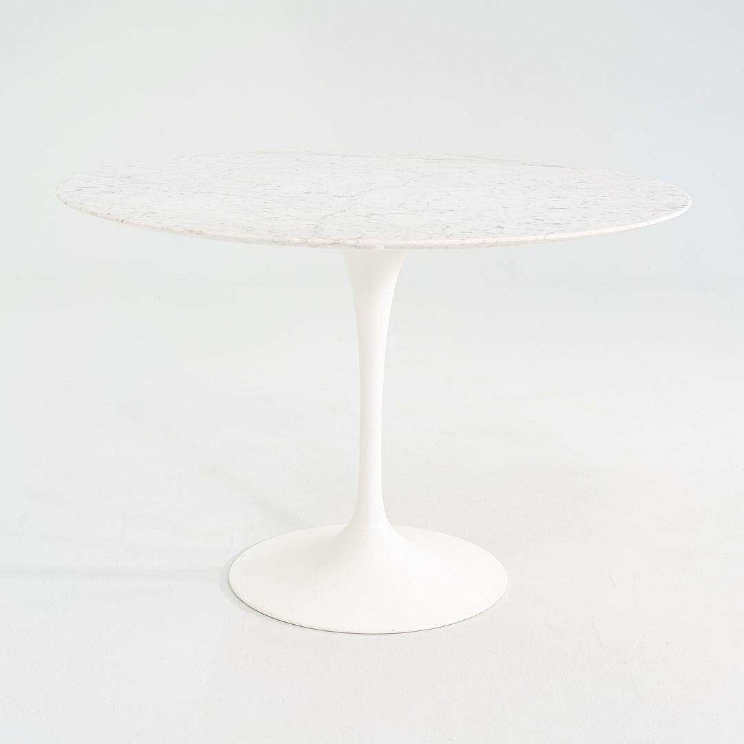 2010s Eero Saarinen for Knoll 42" Round Dining Table with Carrara Marble Top