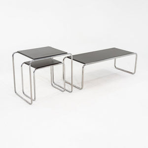 1990s Marcel Breuer Thonet Laccio Tall Side / End Table Black Laminate 2x Avail