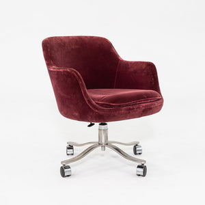 1980s Pair of Nicos Zographos CH 6 Alpha Bucket Desk Chairs in Burgundy Fabric