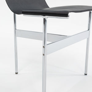 Set of Four Made to Order Gratz TG-10 Sling Dining Chairs Black Leather & Chrome