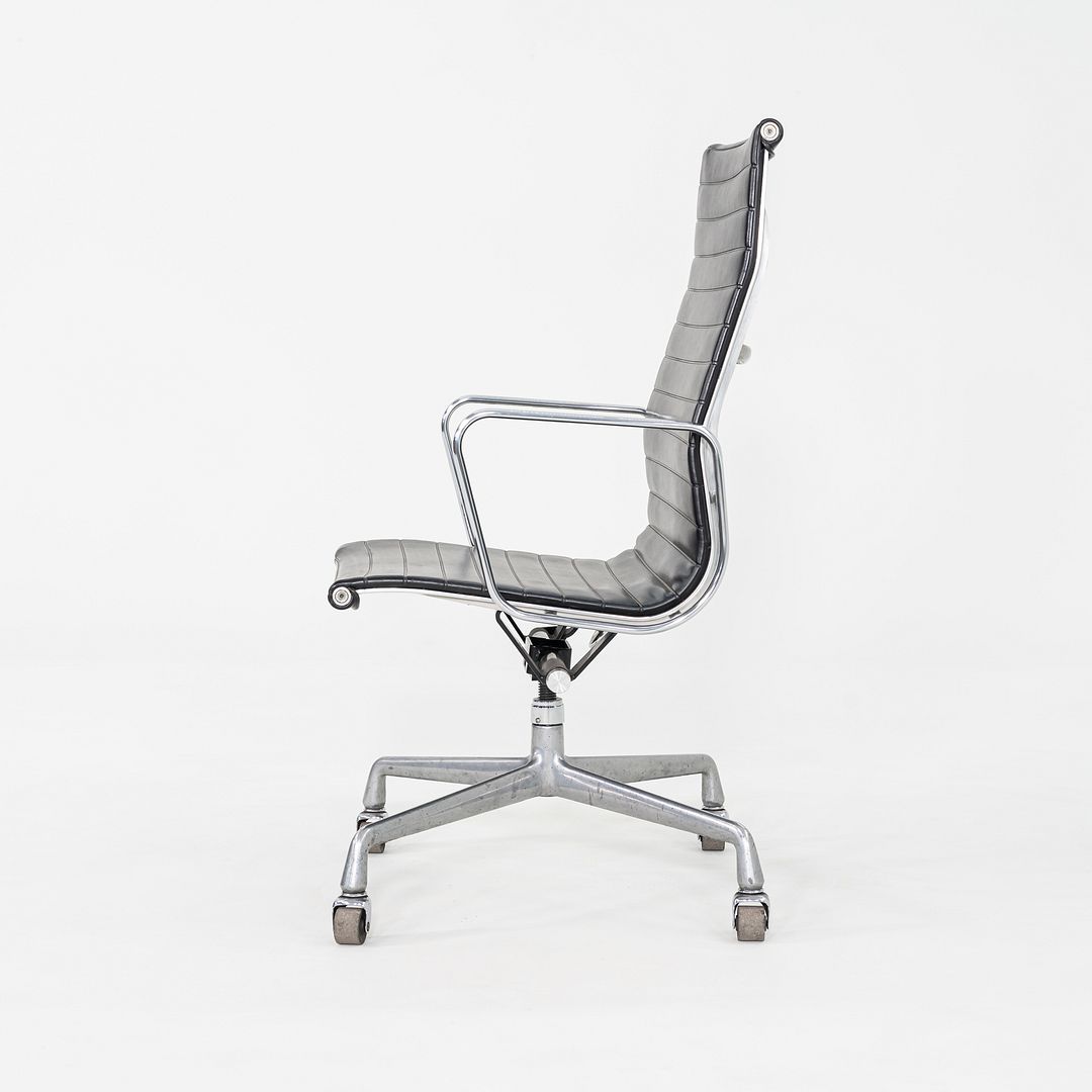 1981 Herman Miller Eames Aluminum Group Executive Desk Chair in Black Naugahyde