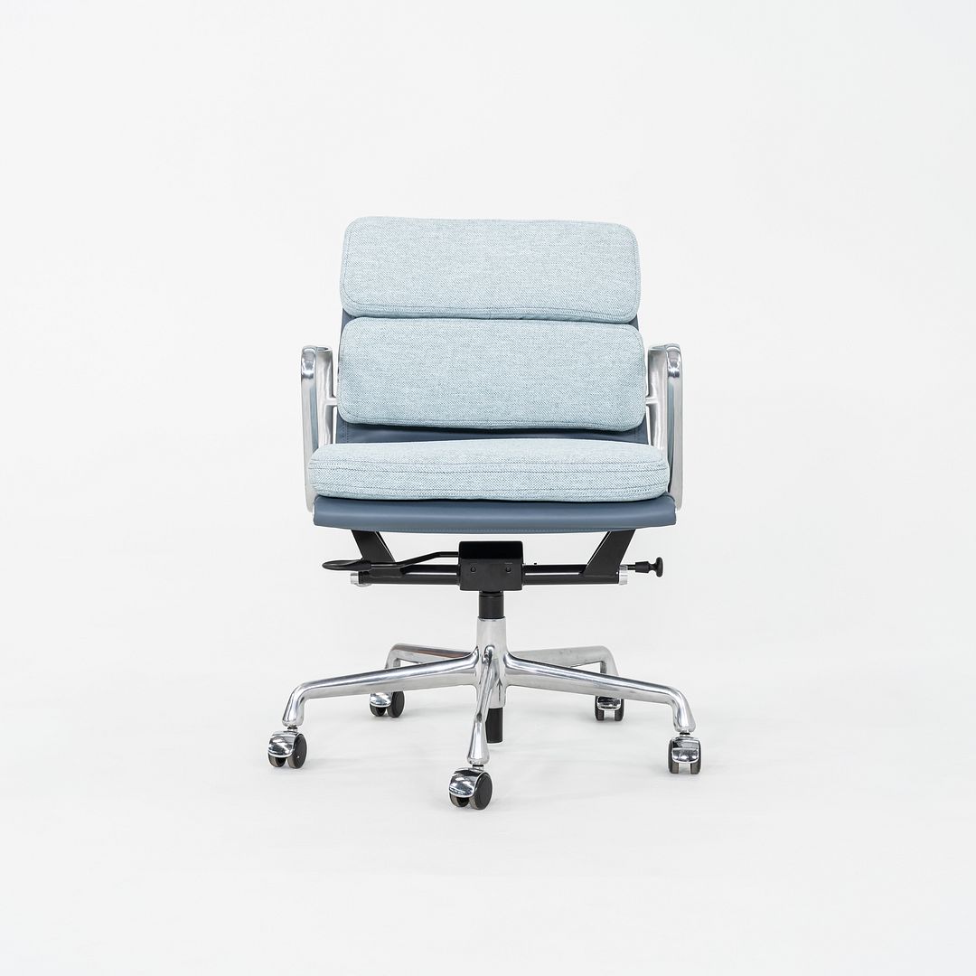 2010s Herman Miller Eames Soft Pad Management Desk Chair Blue Fabric & Leather