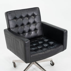1971 Vincent Cafiero for Knoll Black Leather Rolling Desk Chair 4x Available