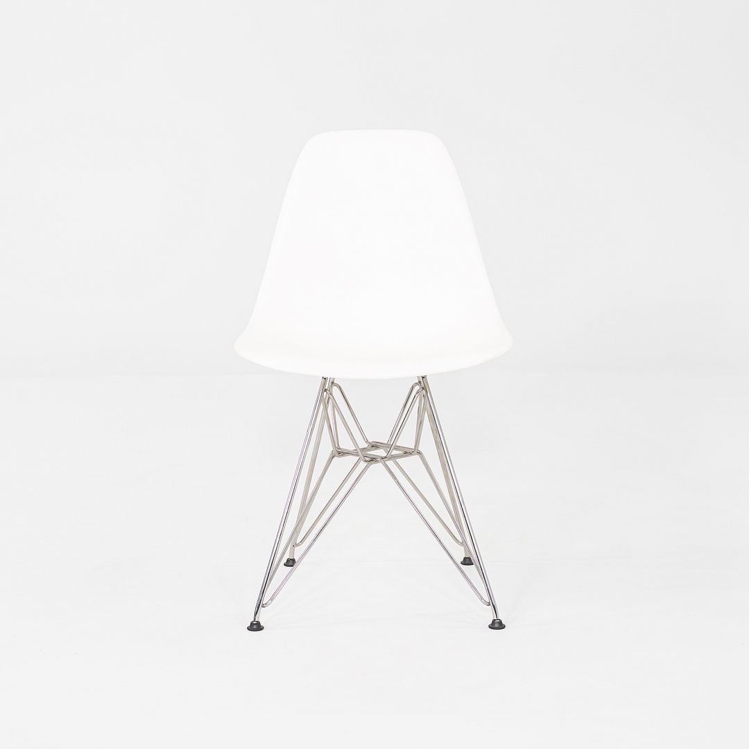 2015 Set of Six Eames DSR Plastic Shell Chairs in White with Steel Eiffel Base