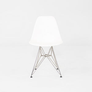 2015 Set of Six Eames DSR Plastic Shell Chairs in White with Steel Eiffel Base