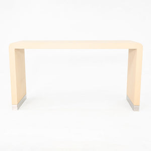 1990s Karl Springer Style Grass Cloth Waterfall Console Table in Stainless Steel