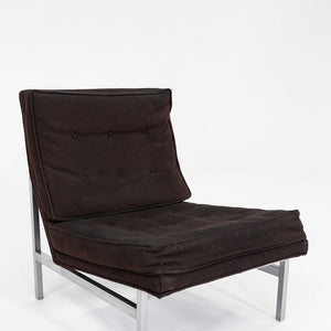 1960s Florence Knoll Armless Slipper Lounge Chair Upholstered in Black Fabric